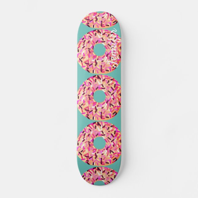 Skateboard Donuts rotos rosados giradamente Verde azulados (Anverso)