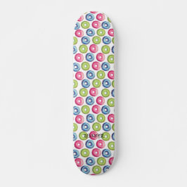 Skateboard Donuts y Nombre o Texto Blanco