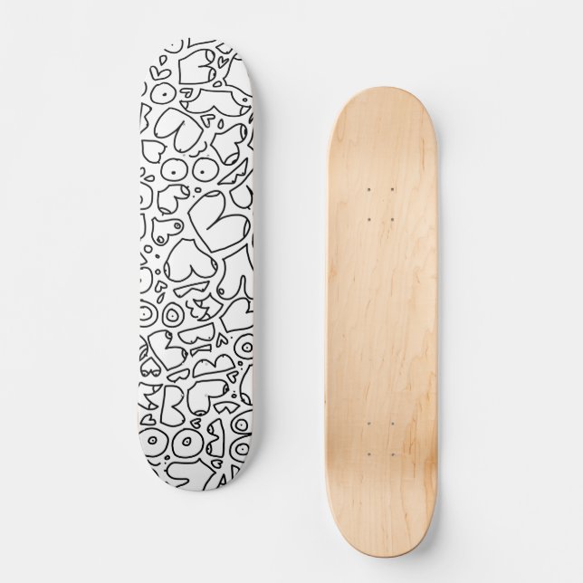 Skateboard doodle blanco y negro (Anverso)