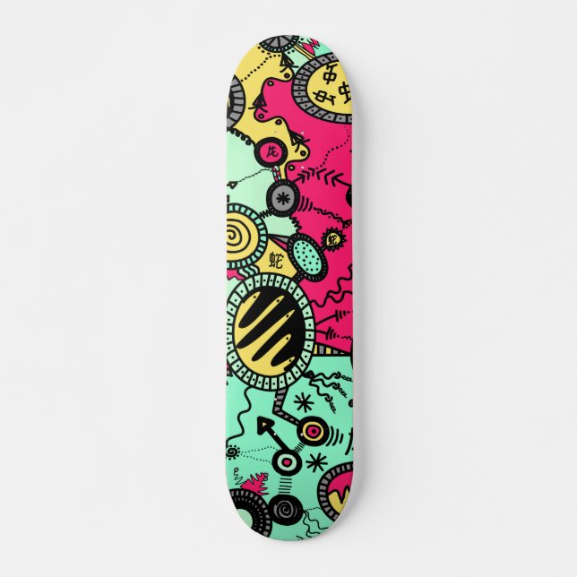Skateboard Doodle de color loco (Anverso )