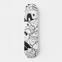 Skateboard Doodle japonés blanco y negro
