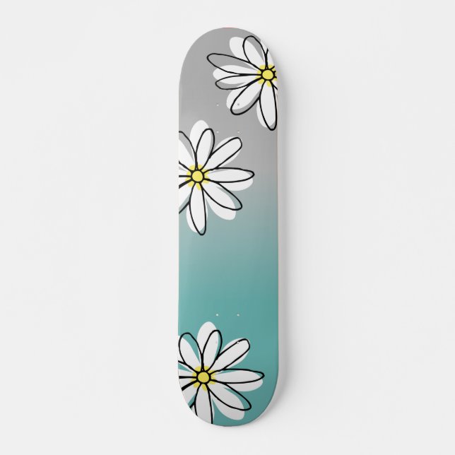 Skateboard Doodle Ómbre Gris Turquesa de Daisy Modren (Anverso )