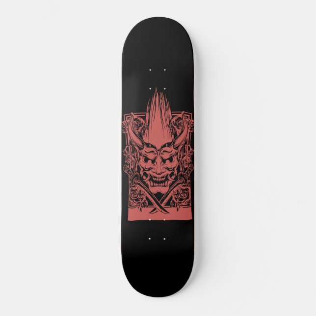 Skateboard Dos demonios rojos con espadas (Anverso)