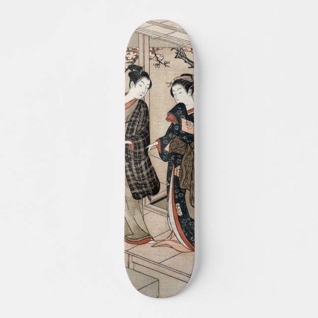 Skateboard Dos geishas maiko ukiyo-e vintage japoneses (Anverso )