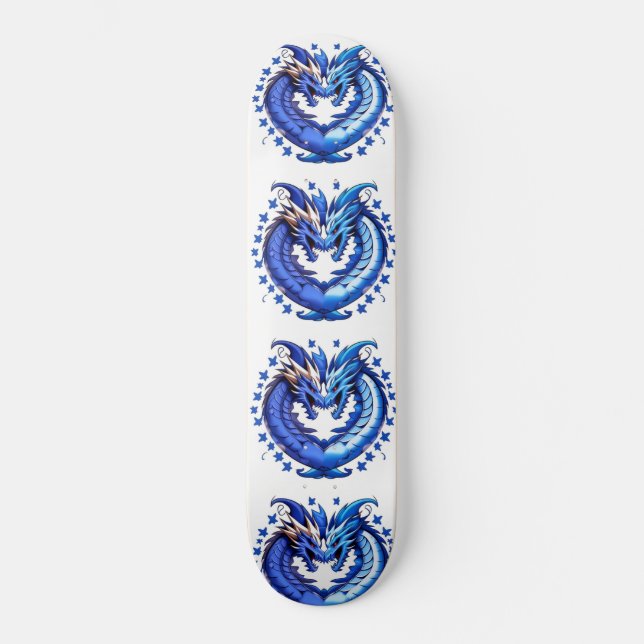Skateboard Dragón azul con estrellas (Anverso)