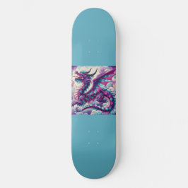 Skateboard Dragón colorido con Verde azulado ligero