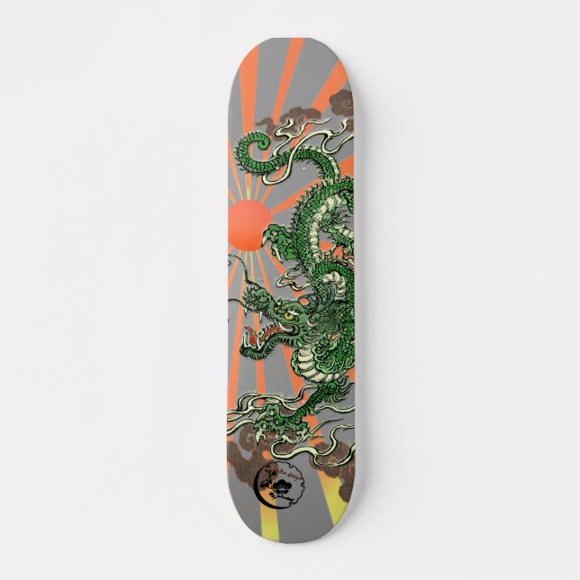 Skateboard Dragón con el sol naciente 2 (Anverso )