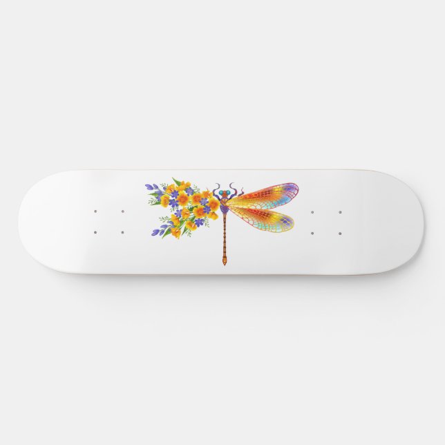 Skateboard Dragón de flores amarillas (Horz)