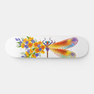 Skateboard Dragón de flores amarillas