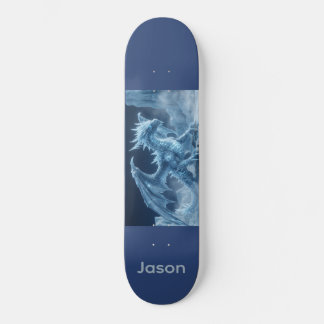 Skateboard Dragón de Hielo Azul 3D Épico