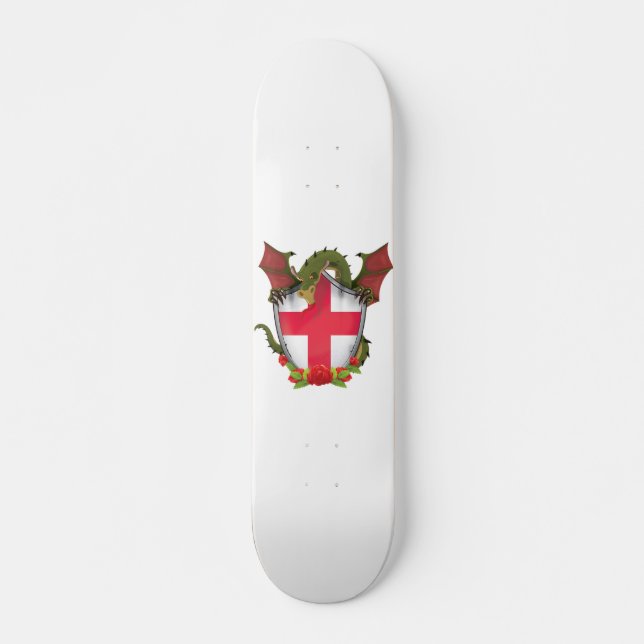 Skateboard Dragón de Inglaterra y escudo de la bandera ingles (Anverso )