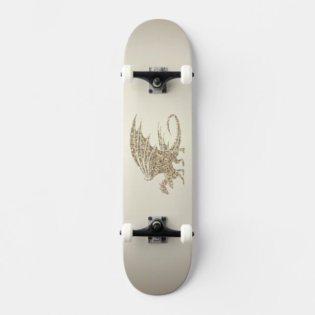 Skateboard Dragón de mosaico asombroso oro (Anverso)