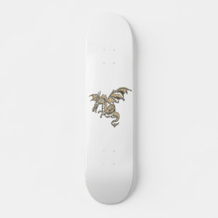 Skateboard Dragón de oro en blanco