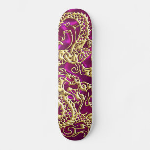 Skateboard Dragón de oro Grabado en relieve en la impresión d