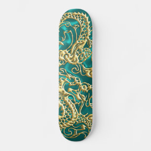 Skateboard Dragón de oro Grabado en relieve en la impresión d