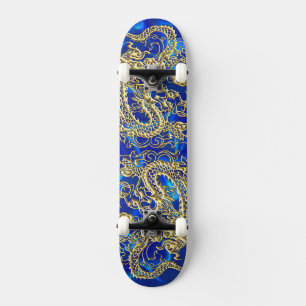 Skateboard Dragón de oro Grabado en relieve en papel satinado
