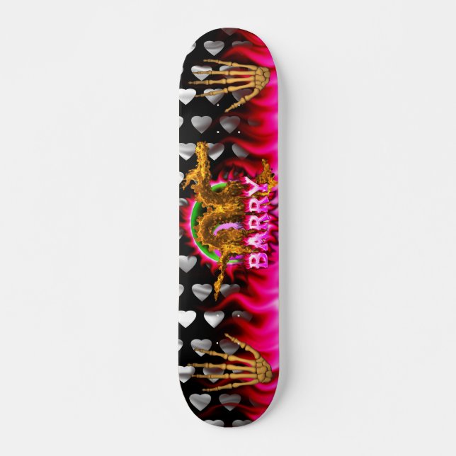 Skateboard Dragón del fuego con su nombre en llamas (Anverso )