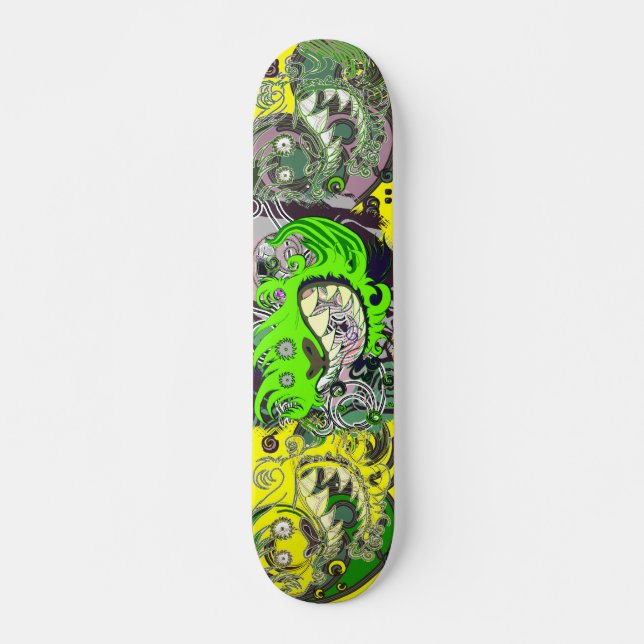 Skateboard Dragón loco (verde) (Anverso )
