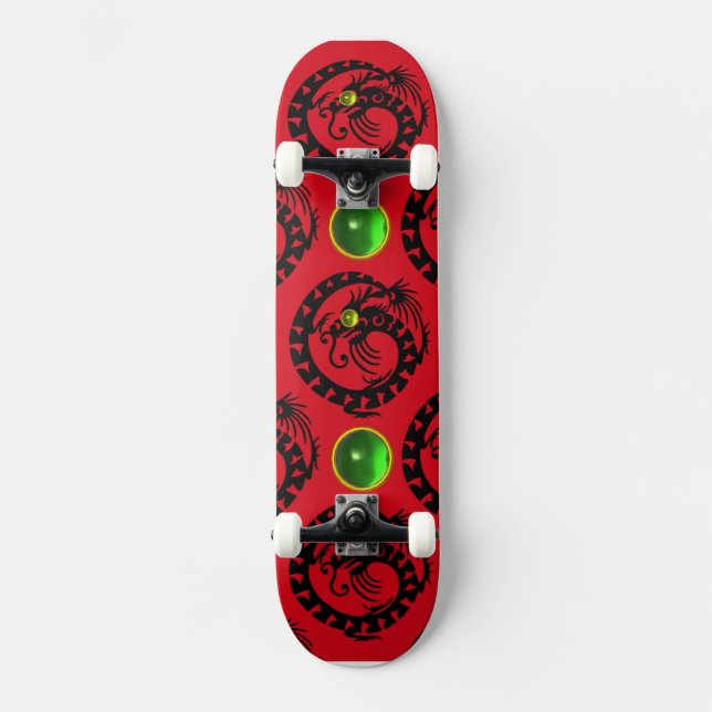 Skateboard DRAGÓN NEGRO NEGRO, Esmeralda Verde (Anverso)