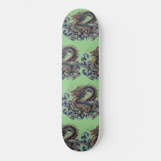 Skateboard Dragon Pizarra Verde Completa Prefabricada (Anverso)