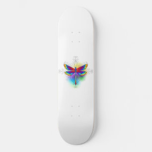 Skateboard Dragón poligonal arcoiris