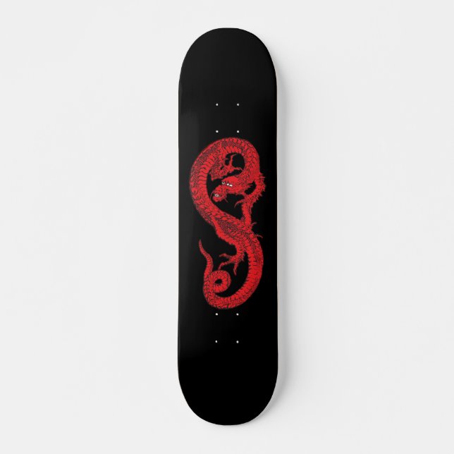 Skateboard Dragón rojo en negro (Anverso )