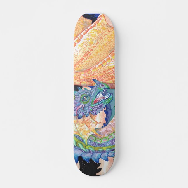 Skateboard Dragón Rosa azul Pastel (Anverso )