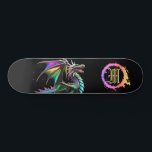 Skateboard *~* Dragón Verde azulado de oro básico metálico AP<br><div class="desc">(Código de búsqueda AP88 para encontrar elementos similares ) Transferir fácilmente a otros productos Zazzle. Elemento elemental DRAGON con ANILLO de FUEGO / LLAMAS / LLAMA y MONOGRAMA INICIAL para su nombre - Mantener o editar o borrar el texto. Este Fierce Popular trending skateboard estilo chino personalizado pro Element Dragon...</div>