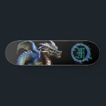 Skateboard *~* Dragón Verde azulado metalico de alta tensión<br><div class="desc">(Código de búsqueda AP88 para encontrar elementos similares ) Transferir fácilmente a otros productos Zazzle. Elemento elemental DRAGON con ANILLO de FUEGO / LLAMAS / LLAMA y MONOGRAMA INICIAL para su nombre - Mantener o editar o borrar el texto. Este Fierce Popular trending skateboard estilo chino personalizado pro Element Dragon...</div>