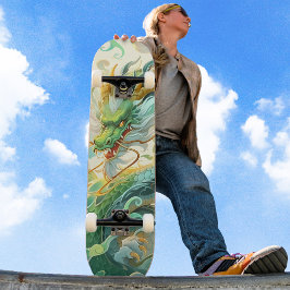 Skateboard Dragón verde mítico de Guay crece en las nubes