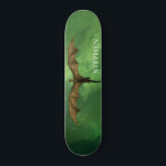 Skateboard Dragón volador Nebulosa Verde Galaxia Monograma<br><div class="desc">Este diseño se puede personalizar eligiendo la opción personalizar para añadir texto o realizar otros cambios. Si este producto tiene la opción de transferir el diseño a otro artículo, asegúrese de ajustar el diseño para que se ajuste si es necesario. Contáctame en colorflowcreations@gmail.com si deseas tener este diseño en otro...</div>