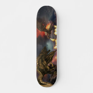 Skateboard Dragón Wyvern Respirador de Fuego Volcán Lava