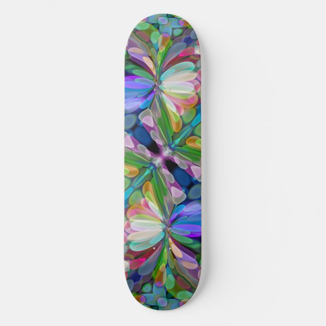 Skateboard Dragonfly Wildflower Garden Abstract Floral (Anverso)