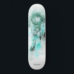 Skateboard *~* Dream Boho Catcher Tribal Sagrada Shamanic Aqu<br><div class="desc">* Western BOHO American Watercolor Abstract Dream Catcher Journey con encantadoras plumas como símbolo chamánico para un diseño nativo americano de Healer espiritual Healer o BOHEMIAM. * . *** Los colores son principalmente TURQUÍA AZUL , AQUA , en BLANCO. Este espíritu basado en el esotérico popular boho creativo abstracto dreamcatcher...</div>