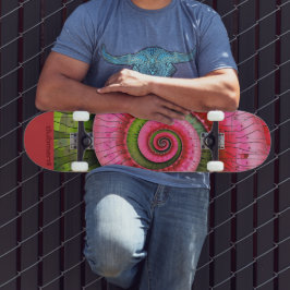 Skateboard Dubman Designs: Fibonacci rosa y verde brillante