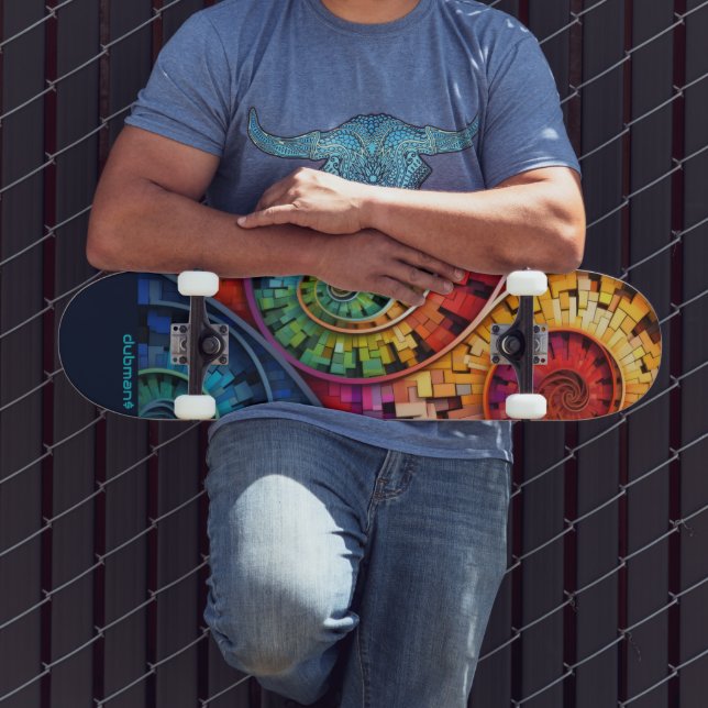 Skateboard Dubman Does Design:Bright Fibonacci Swirls (Exterior 3)