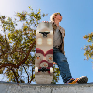Skateboard Dulce familia de muñeco de nieve Navidad de invier