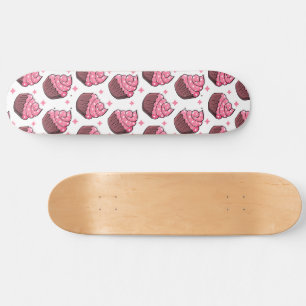 Skateboard Dulce - Pasteles rosados y estrellas blancas