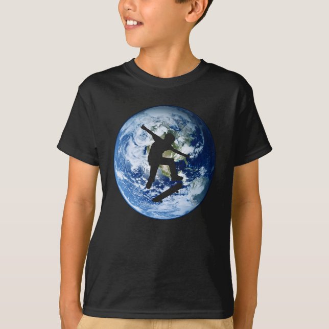 Skateboard Earth Silhouette | Camiseta de patinaje (Anverso)
