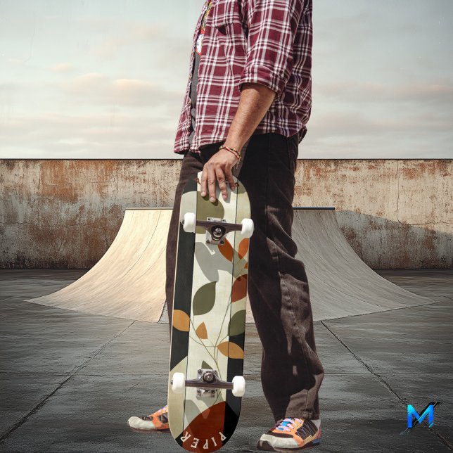 Skateboard Earthy Leaf - Boho Natural Minimalista (Subido por el creador)