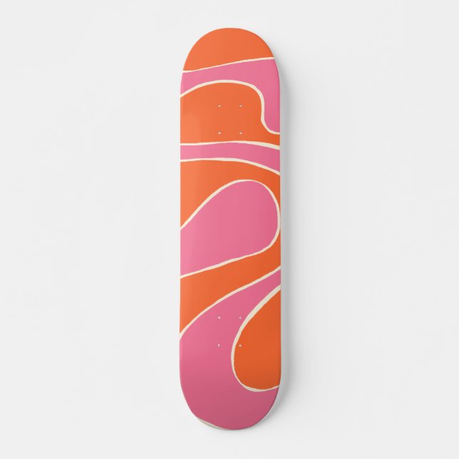 Skateboard Ebb y Flow 2 en rosa, Naranja y crema (Anverso )
