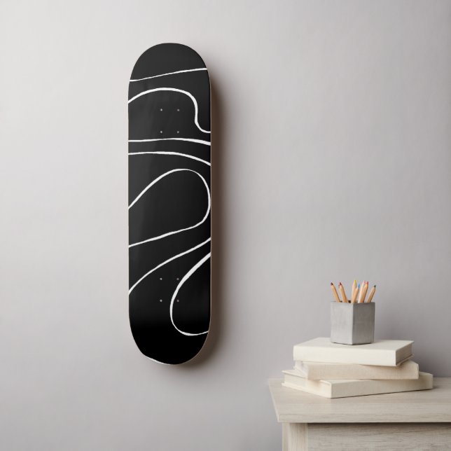 Skateboard Ebb y Flow 2 - Negro sobre blanco (Arte de la pared)