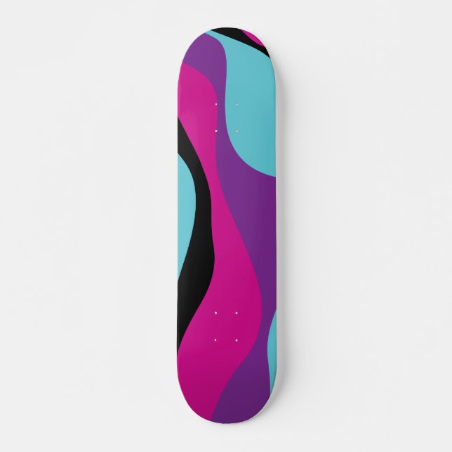 Skateboard Ebb y Flow 4 - Rosa, Púrpura, Azul y Negro (Anverso )