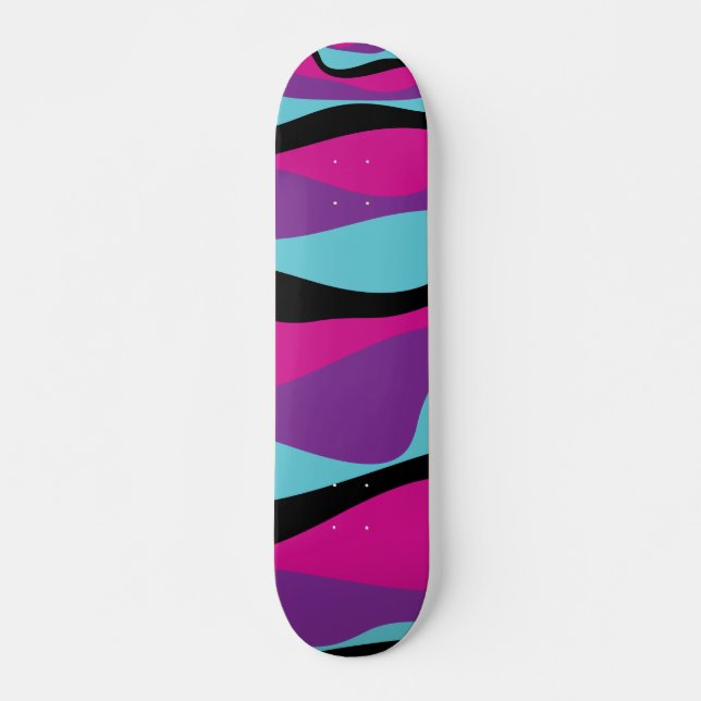 Skateboard Ebb y Flow 4 - Rosa, Púrpura, Azul y Negro (Anverso )
