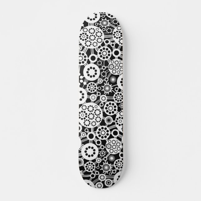 Skateboard Ecosistema - Blanco sobre negro (Anverso )