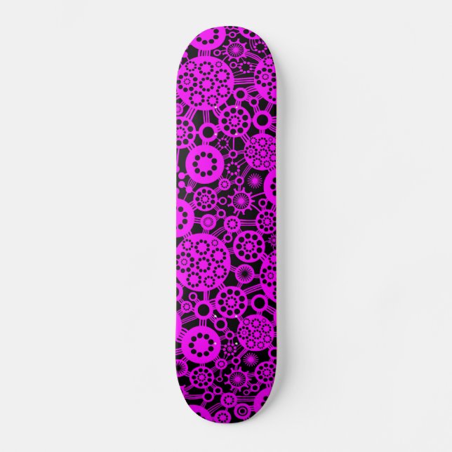 Skateboard Ecosistema - Magenta en negro (Anverso)