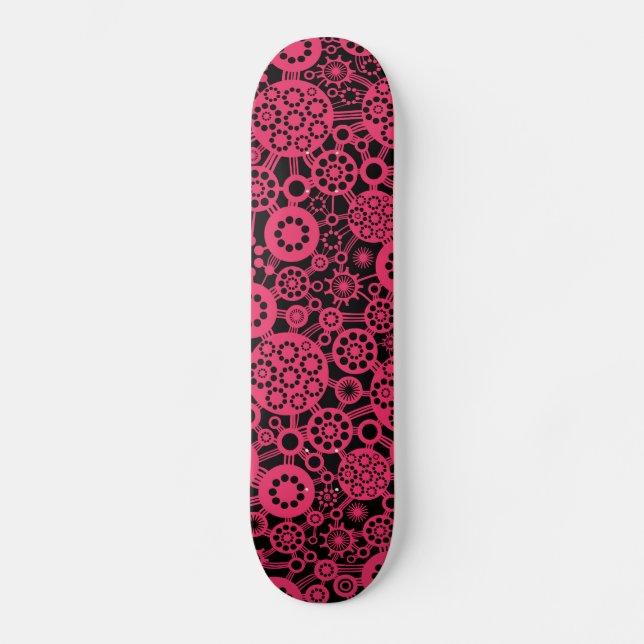 Skateboard Ecosistema - Neon Red on Black (Anverso)