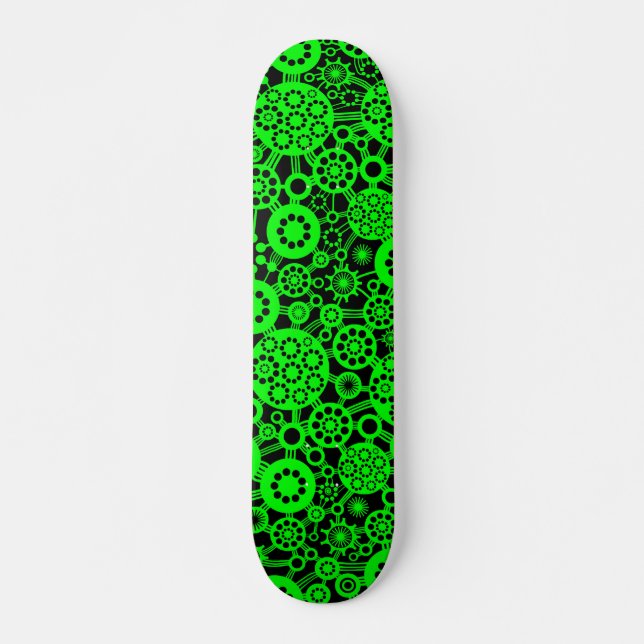 Skateboard Ecosistema (retro) - Verde sobre negro (Anverso )