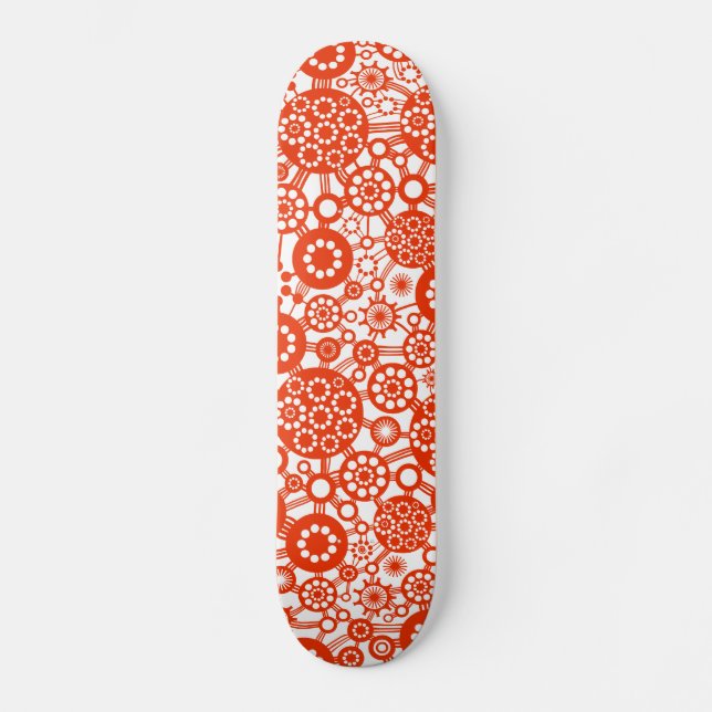 Skateboard Ecosistema: rojo ladrillo sobre blanco (Anverso)