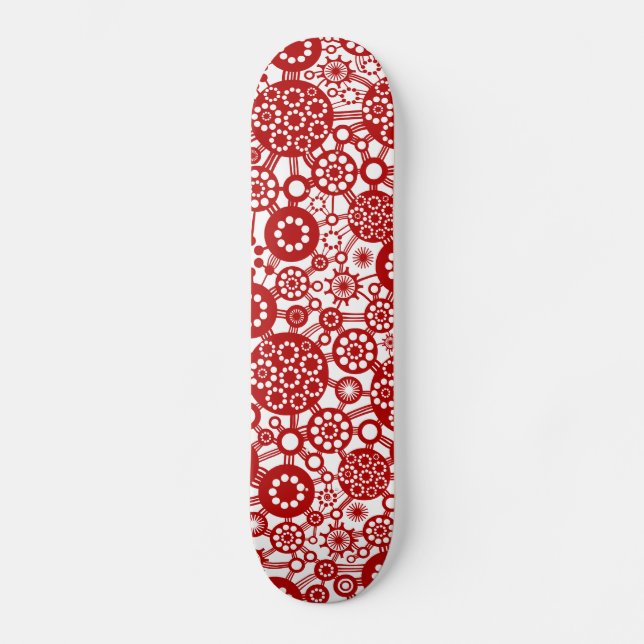 Skateboard Ecosistema: rojo rubí sobre blanco (Anverso)